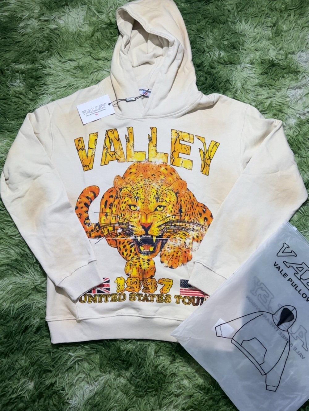 Valley Cream Hoodie with Yellow Graphic
